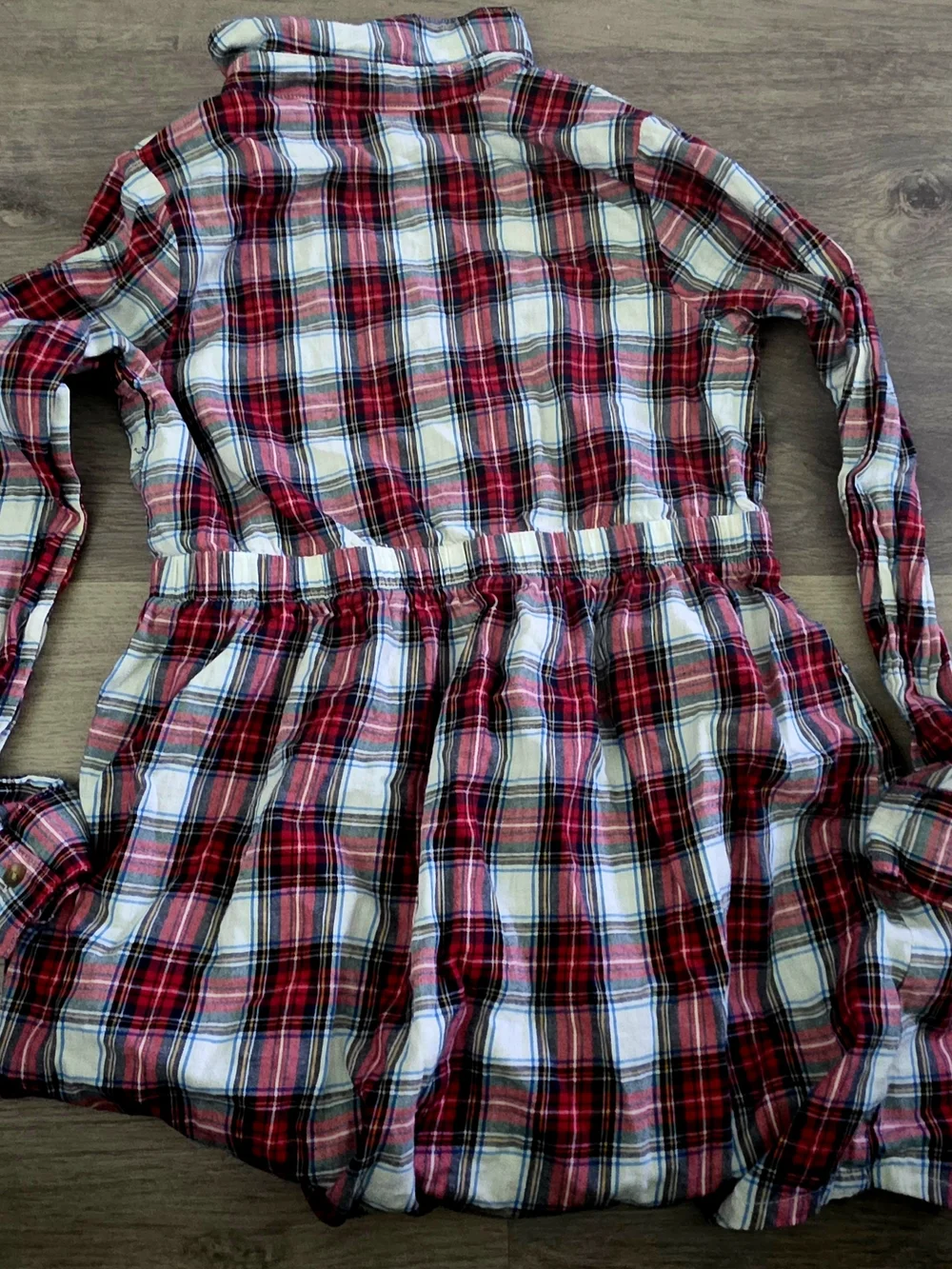 GAP Red and White Plaid Long-Sleeve Casual Dress